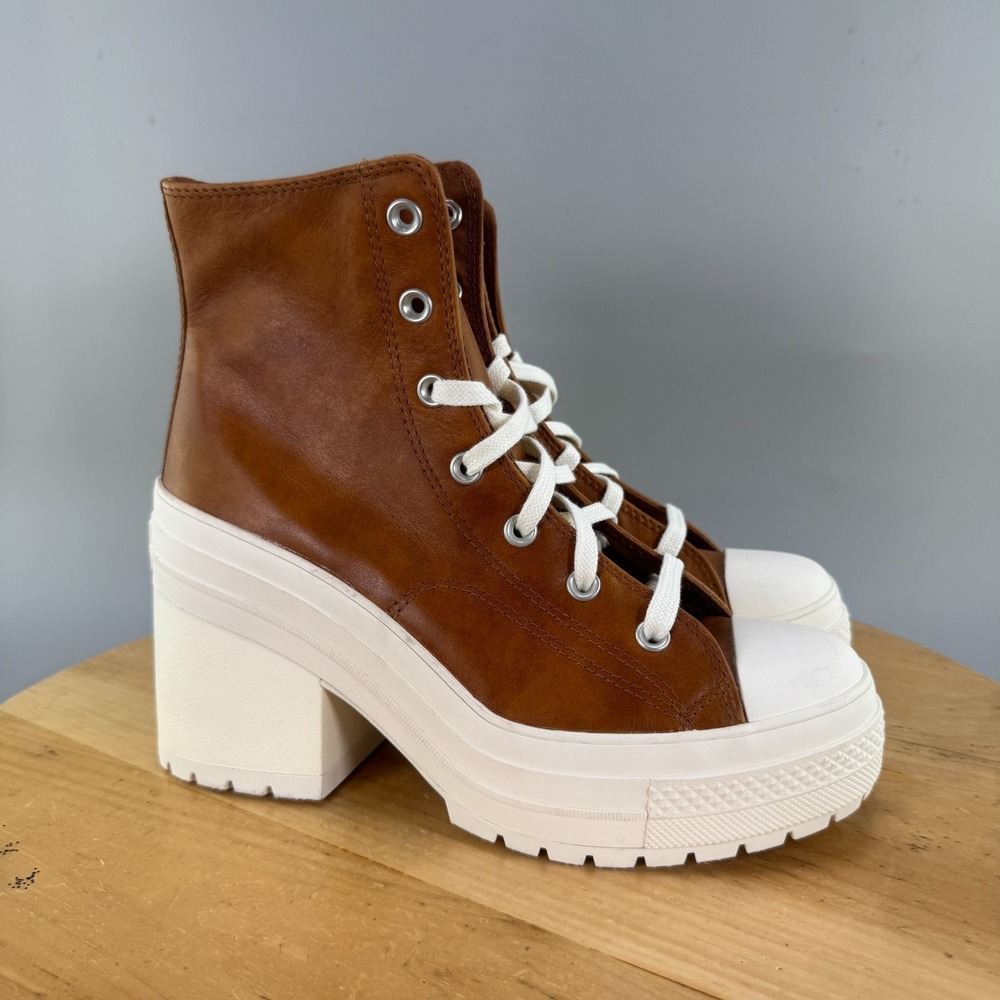 Converse Chuck 70 De Luxe Heel Womens Size 9.5 Shoes Leather Tan Platform NEW